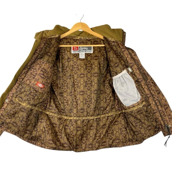 Sims Women's S Snowboard Jacket Brown Damask Hooded Insulated Ski Winter Coat - Picture 5 of 11